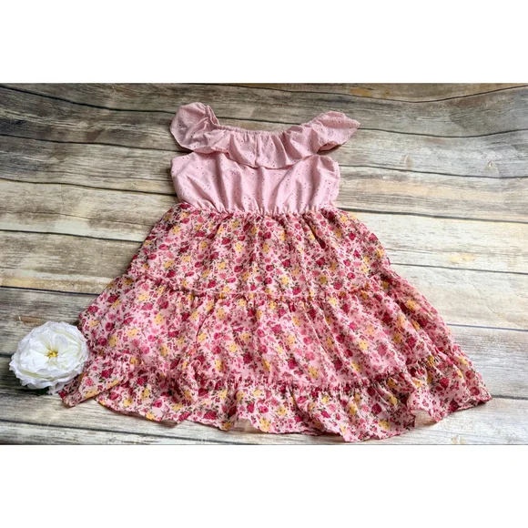 PINK AND FLOWER DRESS-SIZE 10 - Picture 7 of 7